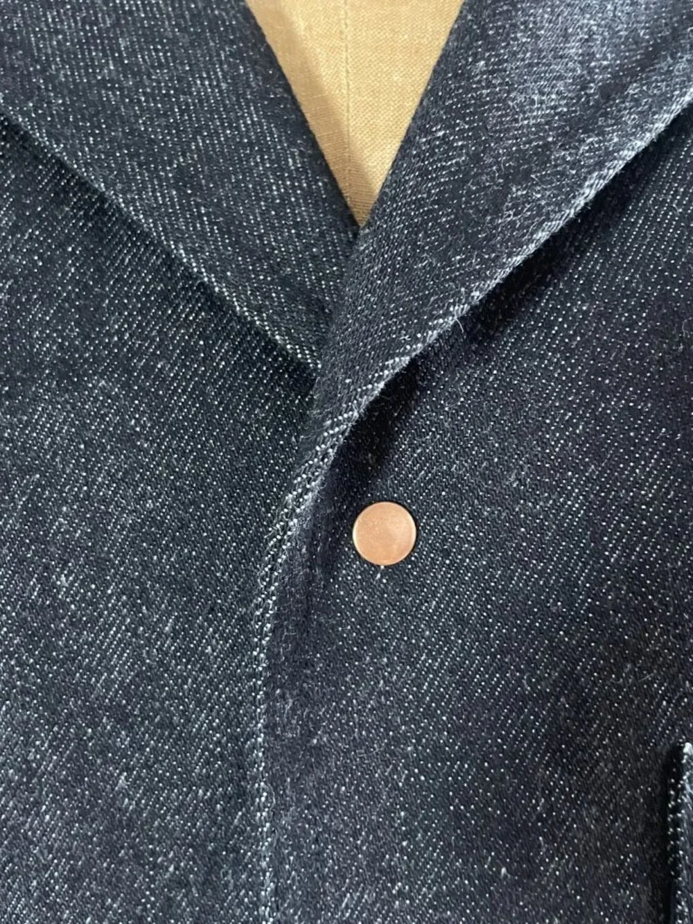 Private White V.C. Studded Franglais Blazer, Denim, Size 2/XS
